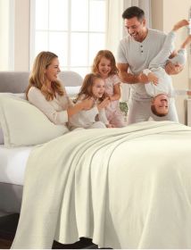 Lightweight Cotton Bedspread Sets 3-Piece Fleur De Lis Jacquard Matelassé (Color: Ivory, size: Twin)