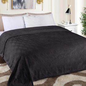 Flannel Fleece Blanket – Alaska Diamond Quilted - Warm and Plush (Color: Black, size: King)