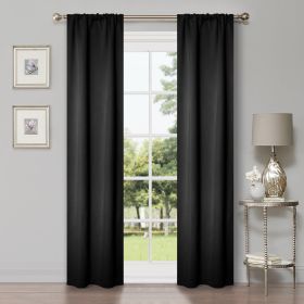 Blackout Window Curtains Solid Room Darkening Washable Set of 2 (Color: Black, size: 26" X 84")