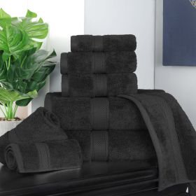 Egyptian Cotton 8-piece towel set – Plush & Heavyweight (Color: Black)