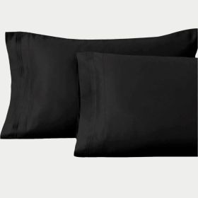 Egyptian Cotton Sateen Pillowcase Set 1500 Thread Count (Color: Black, size: King)
