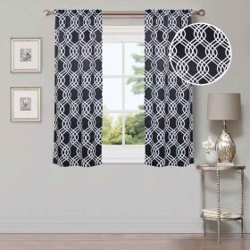 Ribbon Trellis Washable Room Darkening Blackout Curtains, Set of 2 (Color: Black, size: 42" X 63")