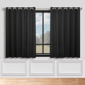 Blackout Window Curtains Classic Modern Room Darkening Set of 2 (Color: Black, size: 70" x 63")