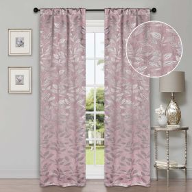Leaves Room Darkening Washable Blackout Curtain Panels, Set of 2 (Color: Blush, size: 36" x 84")