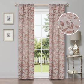 Leaves Room Darkening Washable Blackout Curtain Panels, Set of 2 (Color: Bronze, size: 36" x 84")