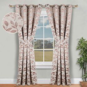 Blackout Window Curtains Leaves Pattern Room Darkening Set of 2 (Color: Bronze, size: 46" x 84")