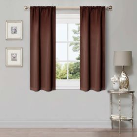 Solid Room Darkening Rod Pocket Blackout Curtain Panels, Set of 2 (Color: Cappuccino, size: 26" X 63")