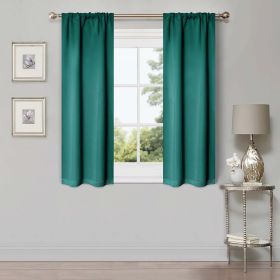 Solid Room Darkening Rod Pocket Blackout Curtain Panels, Set of 2 (Color: Cerulean Blue, size: 26" X 63")