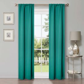 Solid Room Darkening Rod Pocket Blackout Curtain Panels, Set of 2 (Color: Cerulean Blue, size: 26" X 84")