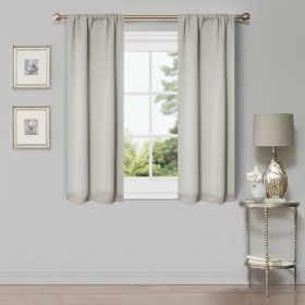 Solid Room Darkening Rod Pocket Blackout Curtain Panels, Set of 2 (Color: Chrome, size: 26" X 63")