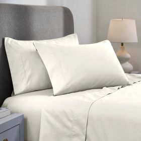 1000 Thread Count Cotton Blend Sheets - Solid Deep Pocket (Color: Ivory, size: King)