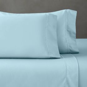 600 Thread Count Cotton Blend Pillowcases, Imperia Embroidered Hem, Set of 2 (Color: Blue, size: Standard)