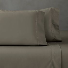 600 Thread Count Cotton Blend Pillowcases, Imperia Embroidered Hem, Set of 2 (Color: Grey, size: King)