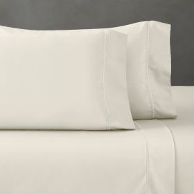 600 Thread Count Cotton Blend Pillowcases, Imperia Embroidered Hem, Set of 2 (Color: Ivory, size: Standard)