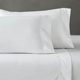 600 Thread Count Cotton Blend Pillowcases, Imperia Embroidered Hem, Set of 2 (Color: White, size: King)