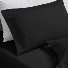 600 Thread Count Cotton Blend Pillowcases, Pandora Embroidered Hem, Set of 2 (Color: Black, size: Standard)