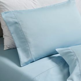 600 Thread Count Cotton Blend Pillowcases, Pandora Embroidered Hem, Set of 2 (Color: Blue, size: Standard)