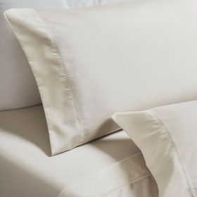 600 Thread Count Cotton Blend Pillowcases, Pandora Embroidered Hem, Set of 2 (Color: Ivory, size: Standard)
