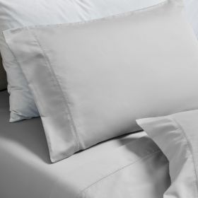 600 Thread Count Cotton Blend Pillowcases, Pandora Embroidered Hem, Set of 2 (Color: Platinum, size: Standard)