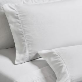 600 Thread Count Cotton Blend Pillowcases, Pandora Embroidered Hem, Set of 2 (Color: White, size: King)
