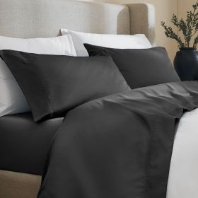 600 Thread Count Cotton Blend Deep Pocket Bed Sheet Set, Pandora Embroidered Hem (Color: Black, size: Full)