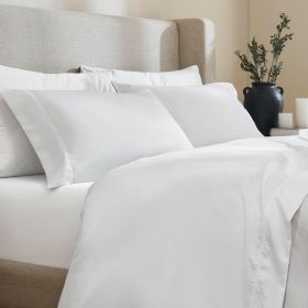 600 Thread Count Cotton Blend Deep Pocket Bed Sheet Set, Pandora Embroidered Hem (Color: White, size: Twin)