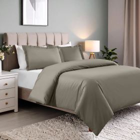 Cotton Blend 600 Thread Count Solid Duvet Cover Set (Color: Grey, size: Twin)