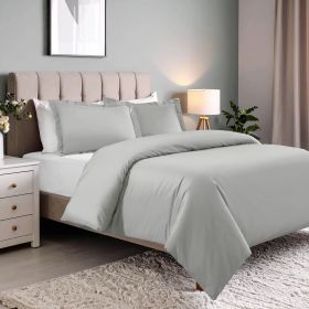 Cotton Blend 600 Thread Count Solid Duvet Cover Set (Color: Platinum, size: Full/Queen)