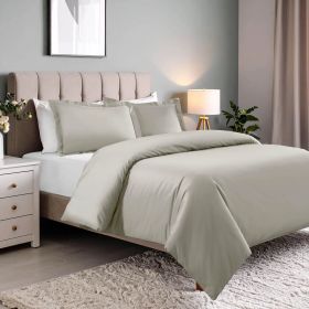 Cotton Blend 600 Thread Count Solid Duvet Cover Set (Color: Stone, size: Twin)