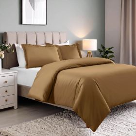 Cotton Blend 600 Thread Count Solid Duvet Cover Set (Color: Taupe, size: Twin)