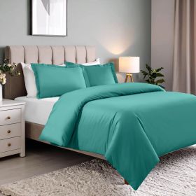 Cotton Blend 600 Thread Count Solid Duvet Cover Set (Color: Teal, size: King/California King)