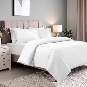 Cotton Blend 600 Thread Count Solid Duvet Cover Set (Color: White, size: King/California King)