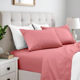 600 Thread Count Cotton Blend Bed Sheet Set Solid Deep Pocket (Color: Blush, size: Twin)