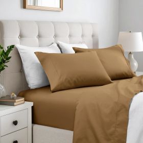 600 Thread Count Cotton Blend Bed Sheet Set Solid Deep Pocket (Color: Taupe, size: Full)