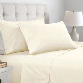 Cotton Blend 600 Thread Count Solid Pillowcase Set of 2 (Color: Ivory, size: Standard)