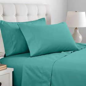 Cotton Blend 600 Thread Count Solid Pillowcase Set of 2 (Color: Teal, size: King)