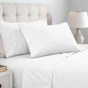 Cotton Blend 600 Thread Count Solid Pillowcase Set of 2 (Color: White, size: King)