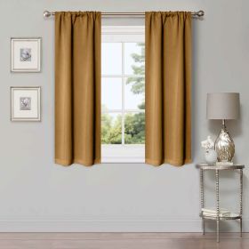 Solid Room Darkening Rod Pocket Blackout Curtain Panels, Set of 2 (Color: Camel, size: 26" X 63")