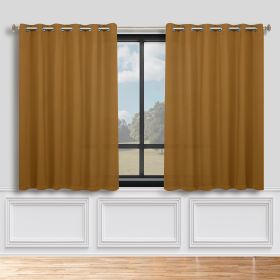 Classic Modern Solid Room Darkening Blackout Curtain Panels, Set of 2 (Color: Camel, size: 52" x 63")