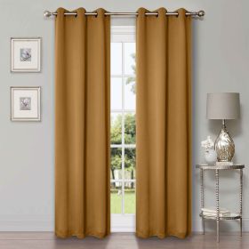 Classic Modern Solid Room Darkening Blackout Curtain Panels, Set of 2 (Color: Camel, size: 42" X 108")