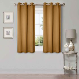 Classic Modern Solid Room Darkening Blackout Curtain Panels, Set of 2 (Color: Camel, size: 42" X 63")