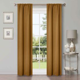Solid Room Darkening Rod Pocket Blackout Curtain Panels, Set of 2 (Color: Camel, size: 26" X 84")