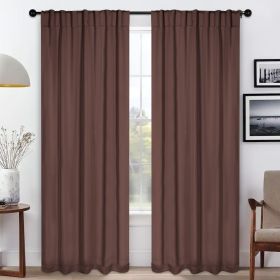 Blackout Window Curtains Solid Room Darkening Back Tab Set of 2 (Color: Cappuccino, size: 42" X 108")