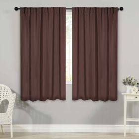 Blackout Window Curtains Solid Room Darkening Back Tab Set of 2 (Color: Cappuccino, size: 42" X 63")