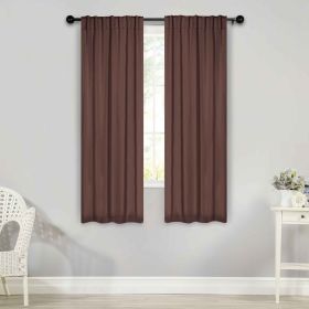 Solid Room Darkening Blackout Curtain Panels, Back Tabs, Set of 2 (Color: Cappuccino, size: 26" X 63")