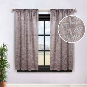 Leaves Room Darkening Washable Blackout Curtain Panels, Set of 2 (Color: Cappuccino/Brown, size: 36" x 63")