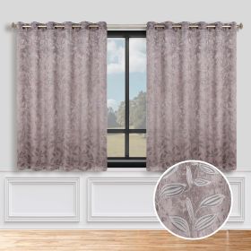 Blackout Curtains Leaves Pattern Room Darkening Grommet 2 Panels (Color: Cappuccino/Brown, size: 70" x 63")