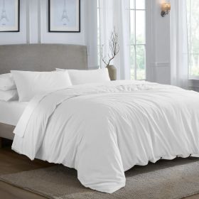 Carmen 100% Cotton Relaxed Wash Duvet Cover Set (Color: White, size: King/California King)