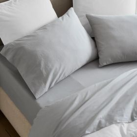 Carmen 100% Cotton Relaxed Wash Pillowcase Set (Color: Silver, size: Standard)