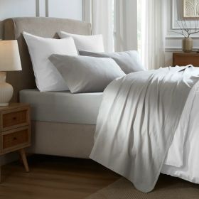 Carmen 100% Cotton Relaxed Wash Deep Pocket Bed Sheet Set (Color: Silver, size: Full)